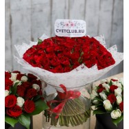 101 роза в белой упаковке Санкт-Петербург фото, цена